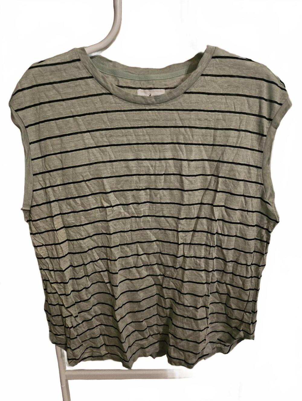 Women's - Lou & Grey striped sleeveless shirt L - black & green - EUC